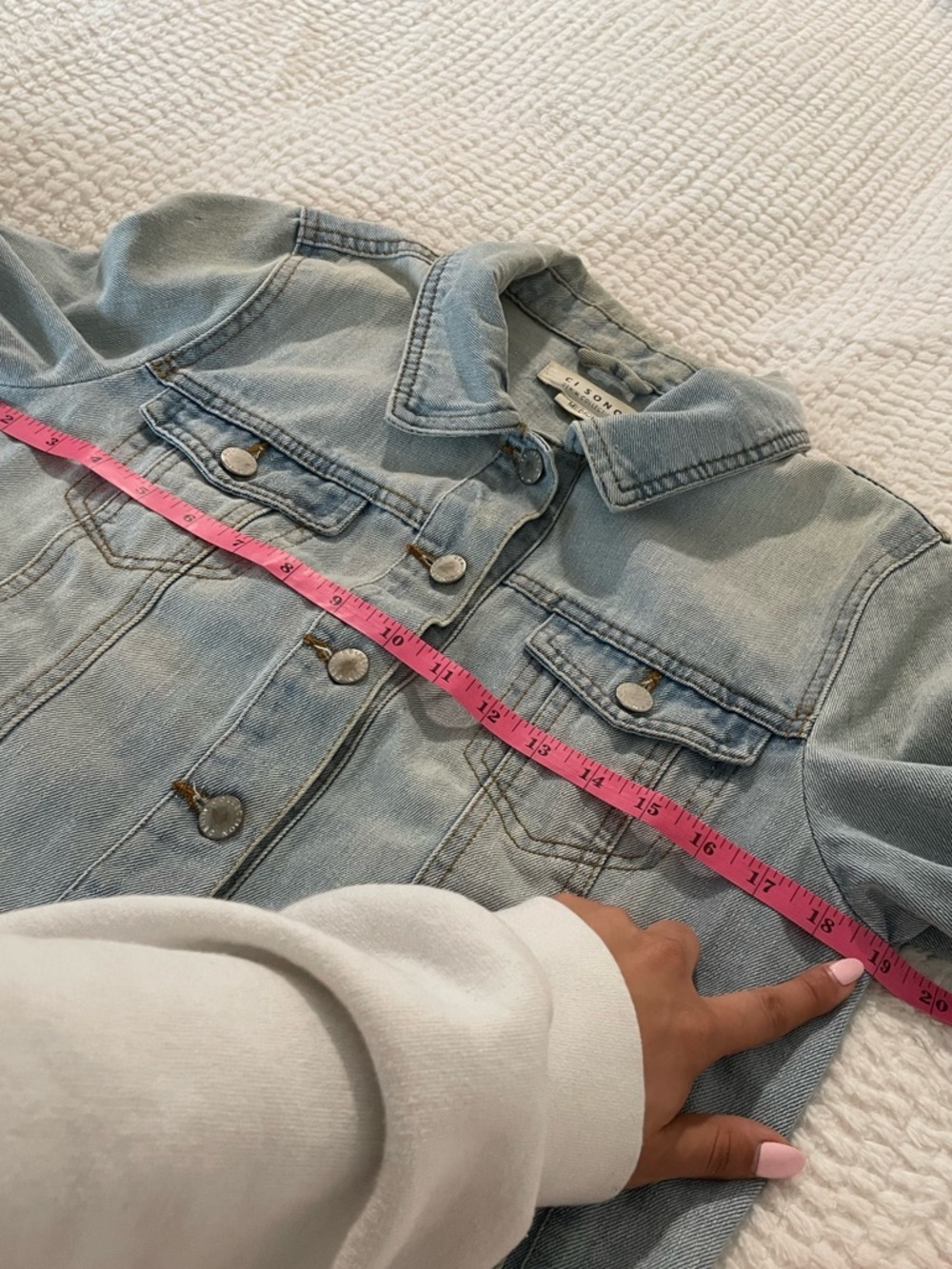 CI SONO Light Blue Denim Jean Jacket | Classic Button-Front Jean Jacket - Picture 10 of 16